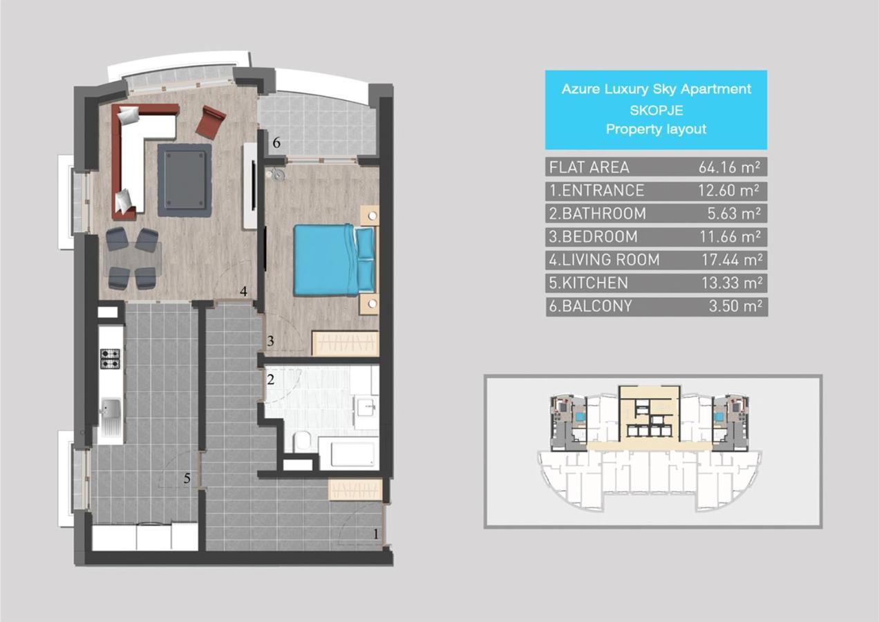 Azure Luxury Sky Apartment Скопье Экстерьер фото
